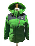 The North Womens Large Face Green and Black Hooded Puffer Jacket