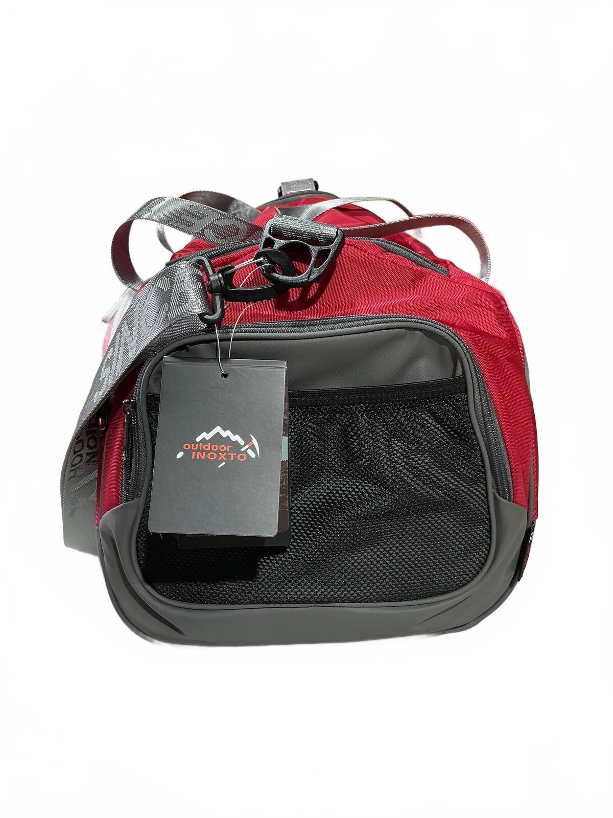 INOXTO Red and Grey Outdoor Duffle Bag with Adjustable Strap Size Large 40L