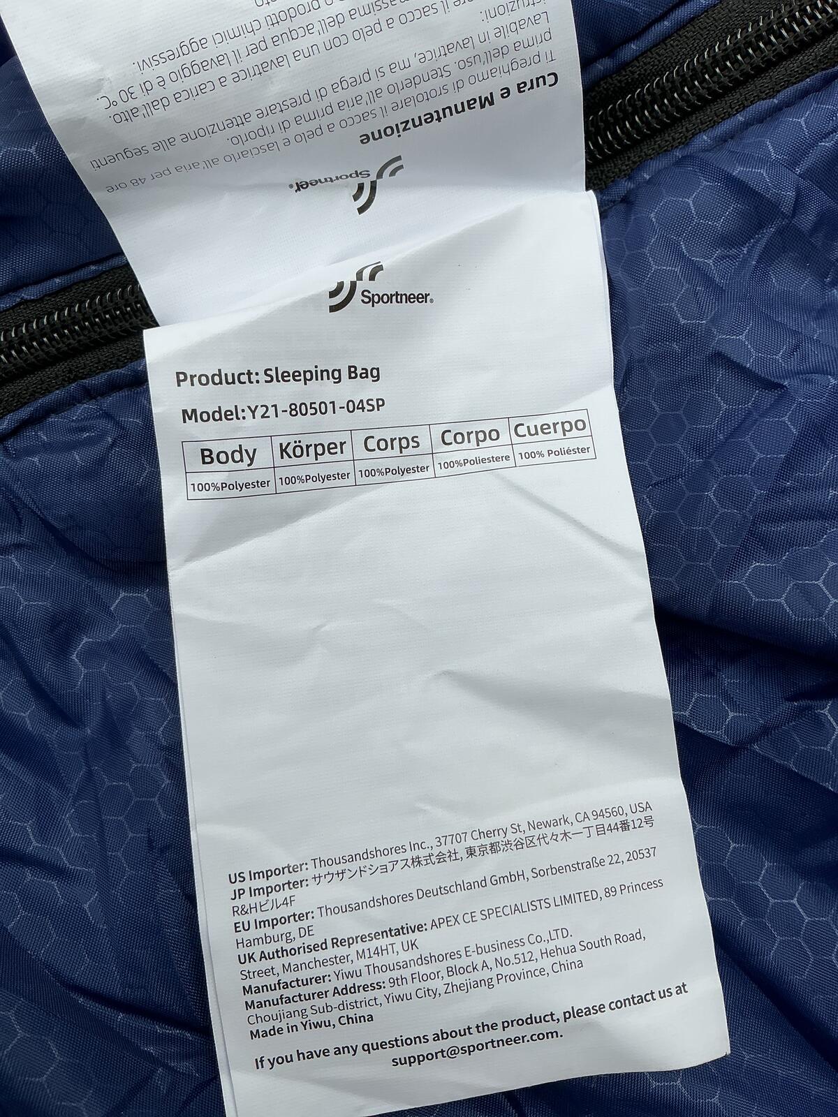 Sportneer Sleeping Bag Size Standard Lightweight Polyester Outdoor Camping