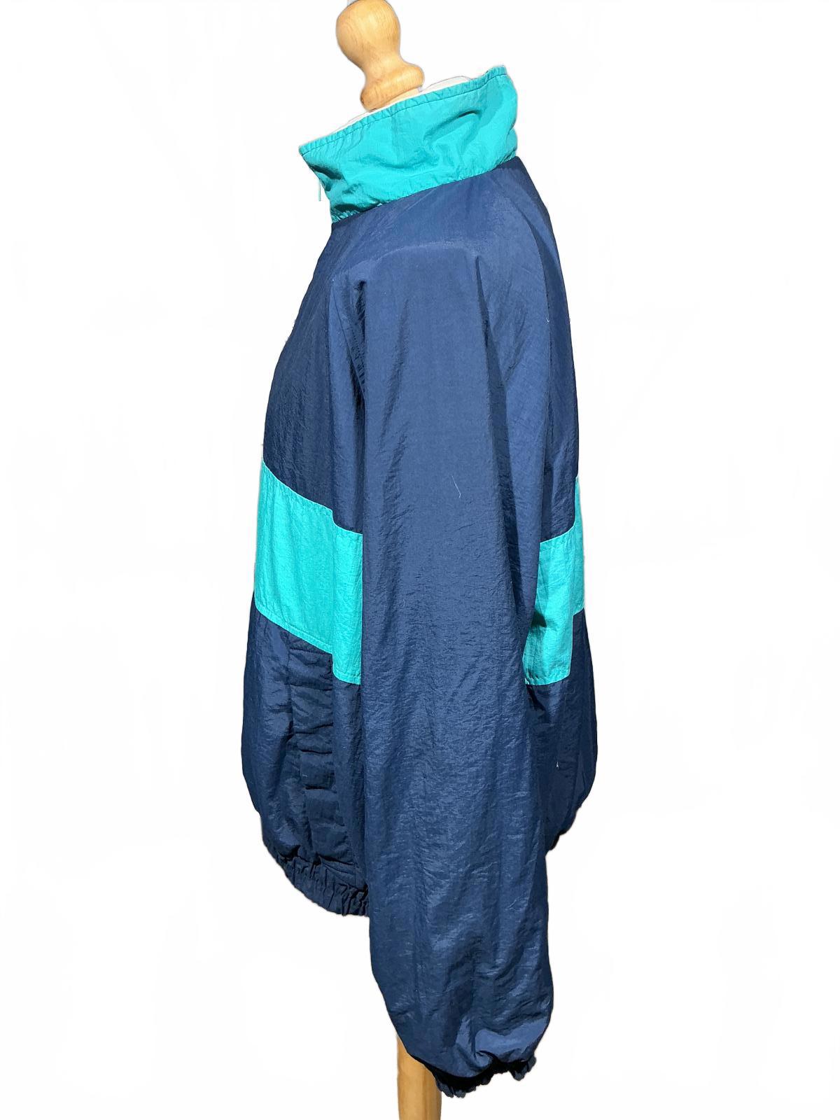 Men's Lands End Vintage Blue and Turquoise Windbreaker Jacket
