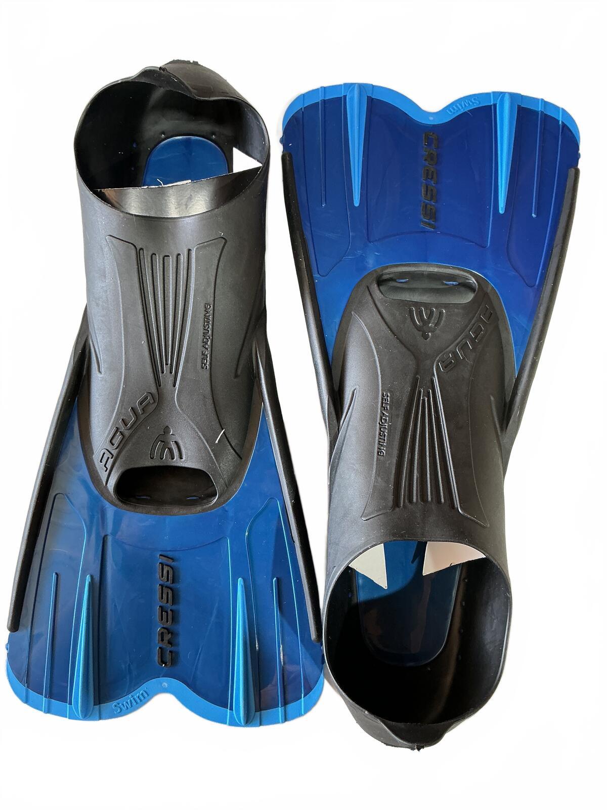 Cressi Agua Short Swimming Fins Size 5.5/6.5 39/40 Blue Comfortable Snorkeling