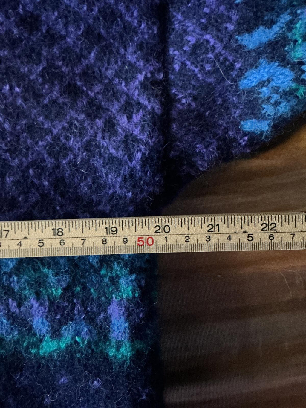 Vintage Norwegian Women's Turtleneck Sweater in Blue and Purple