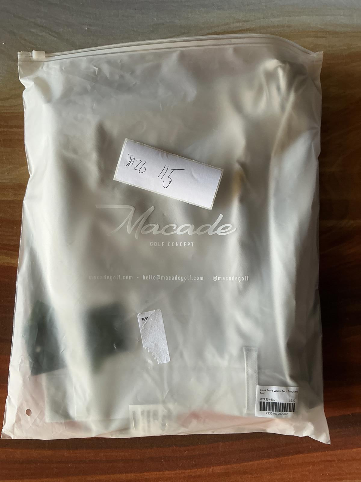 Macabe Cream Men’s Golf Tech Trousers 32/30