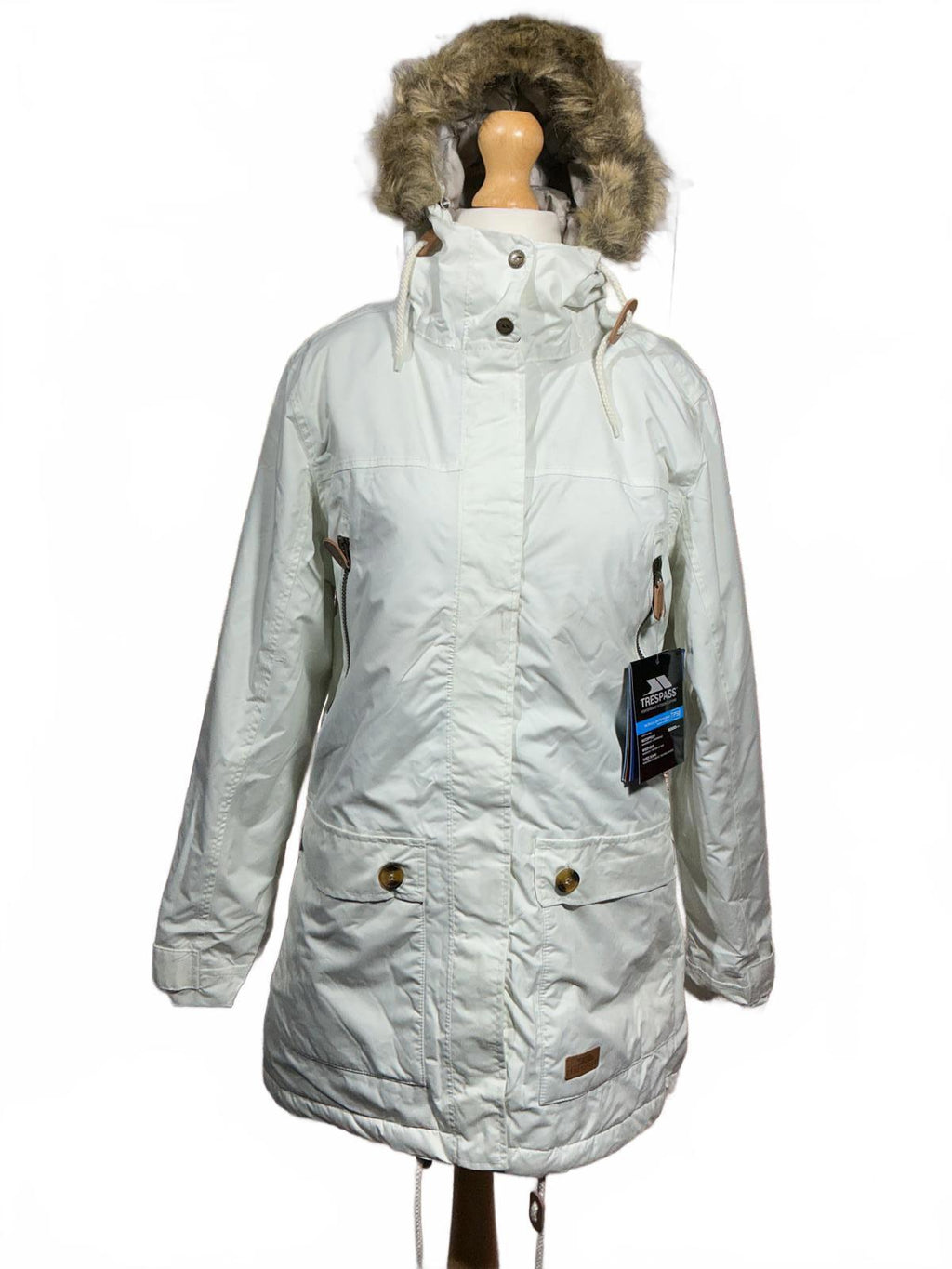 Trespass Women's White Winter Parka Coat Size Regular 16