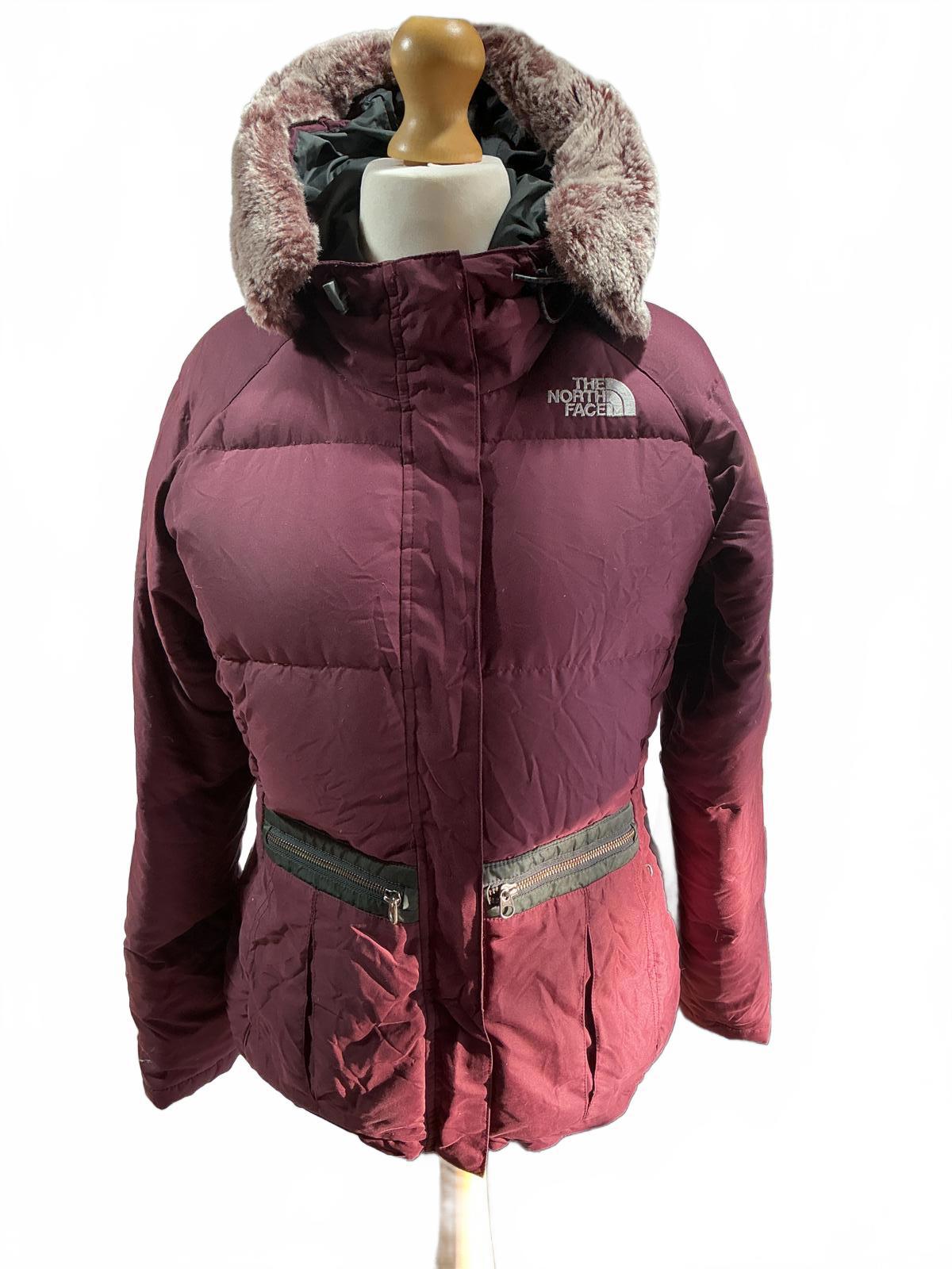 Vintage The North Face Women's Burgundy Puffer Jacket Size Regular 8