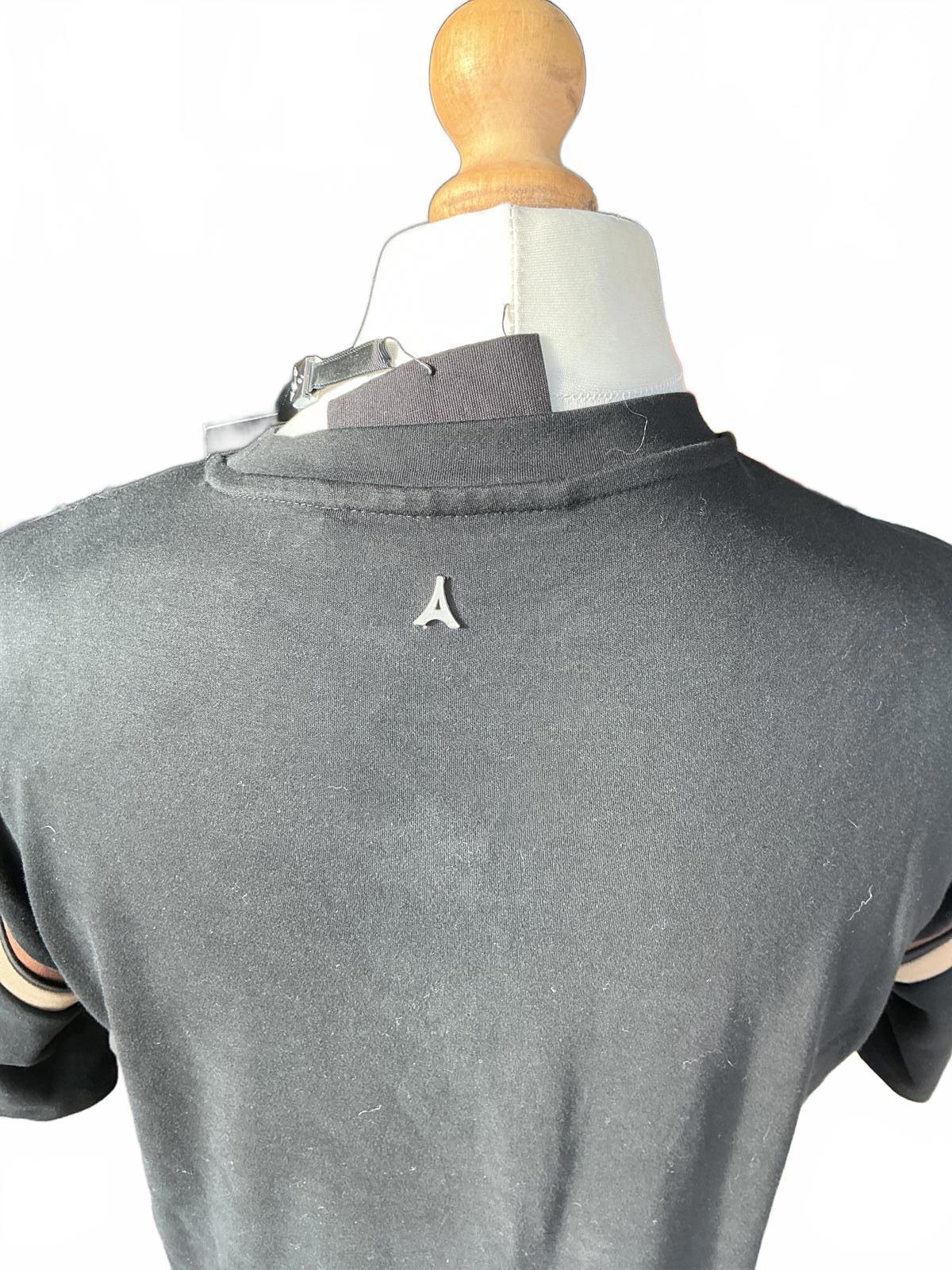 Maniere de Voir Black T-Shirt with Brown Stripes Size Xs
