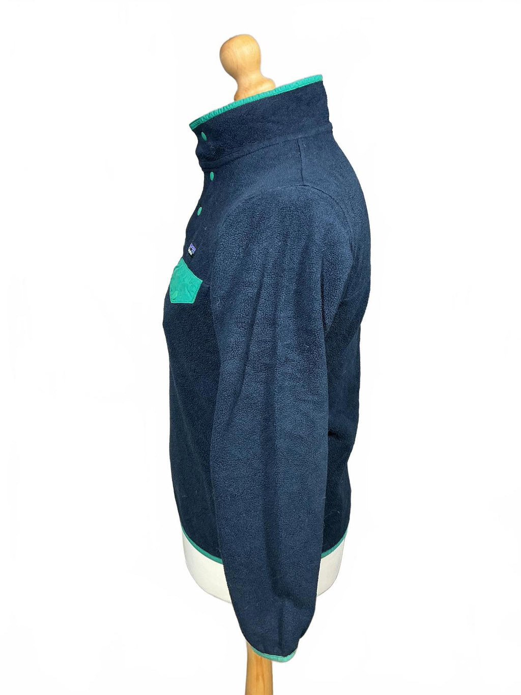 Patagonia Men's Navy Blue Fleece Jacket with Snap Buttons