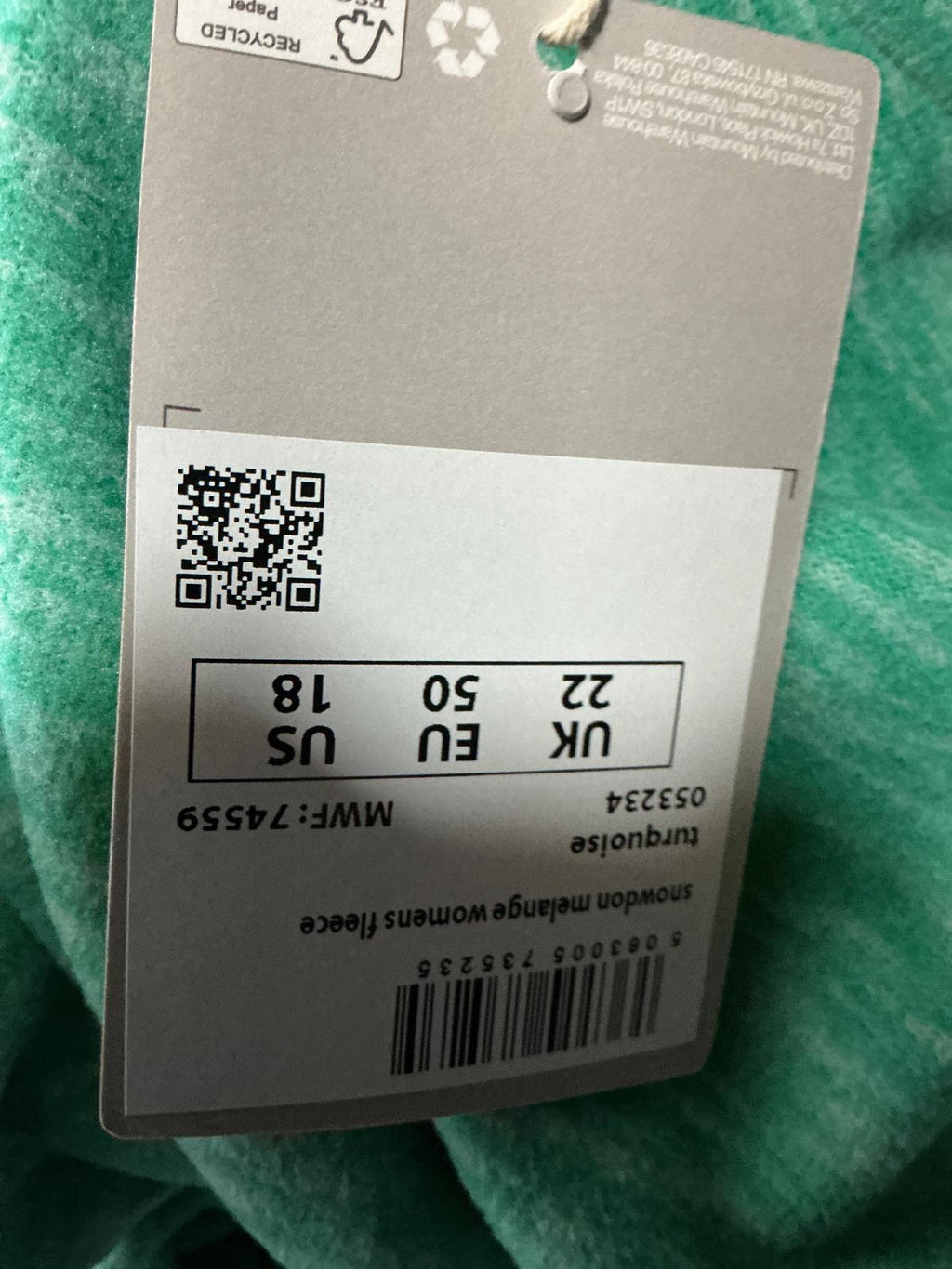 Mountain Warehouse Women's Size 22 Green Quarter Zip Pullover