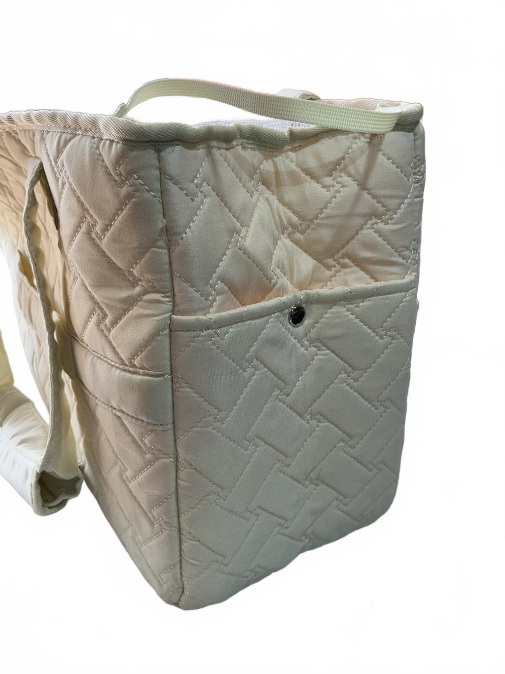 Pengpai Cream Quilted Pet Carrier Bag with Shoulder Strap Size Medium