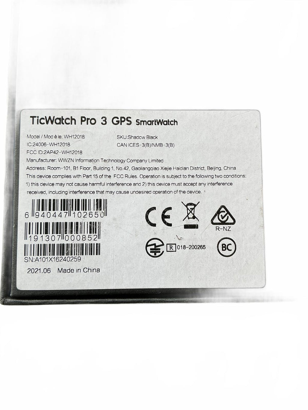 TicWatch Pro 3 GPS Smartwatch with Charger and Manuals - Size Standard