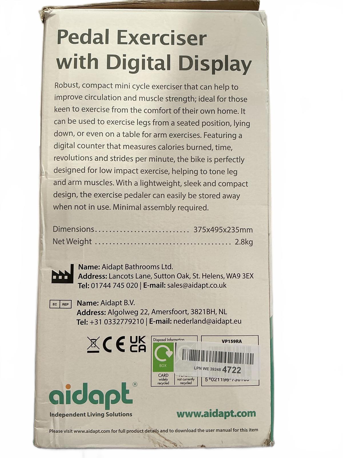 Aidapt Pedal Exerciser with Digital Display Compact Fitness Device