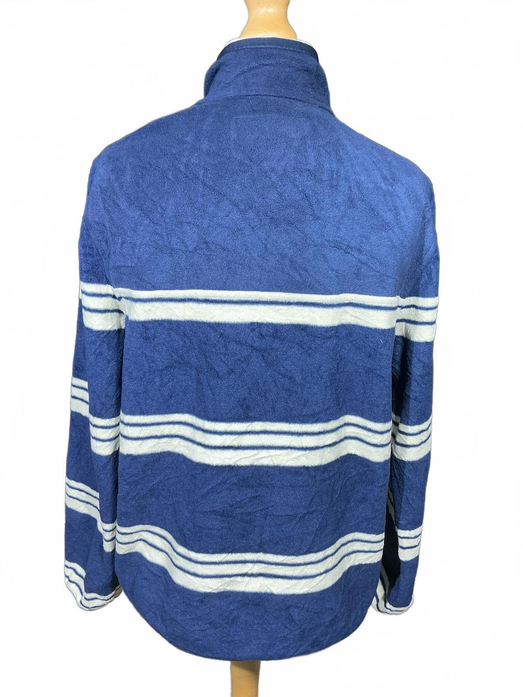 Lands' End Blue and White Striped Women's Fleece Sweatshirt
