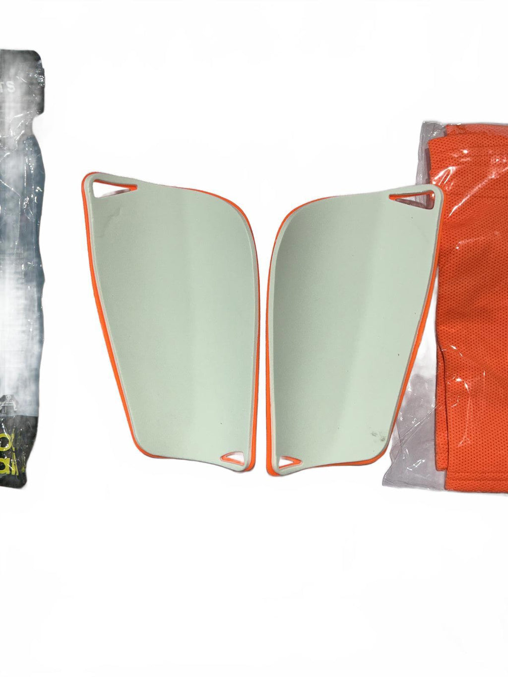Orange Sports Shin Guards with Sleeve Size L