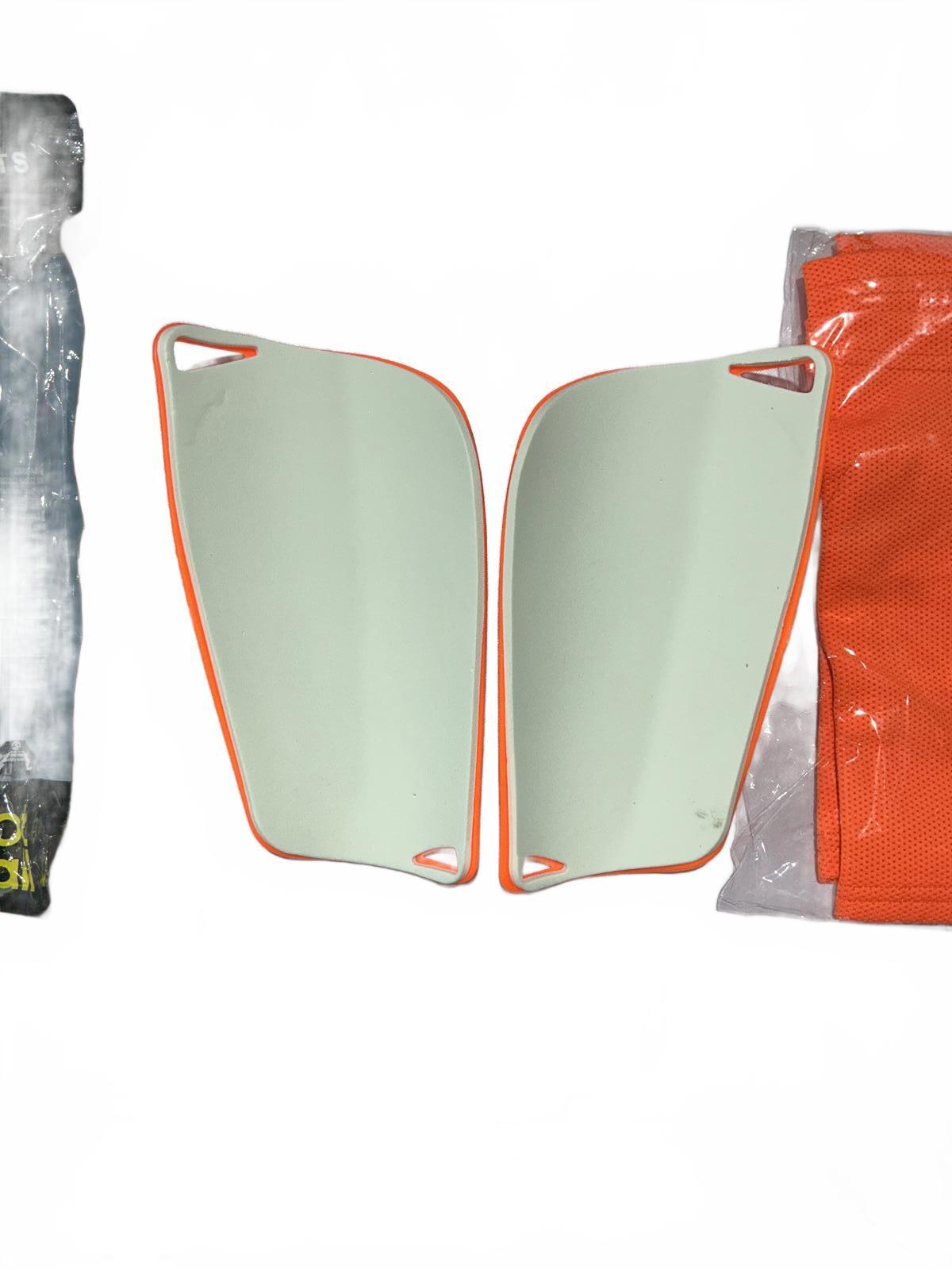Orange Sports Shin Guards with Sleeve Size L