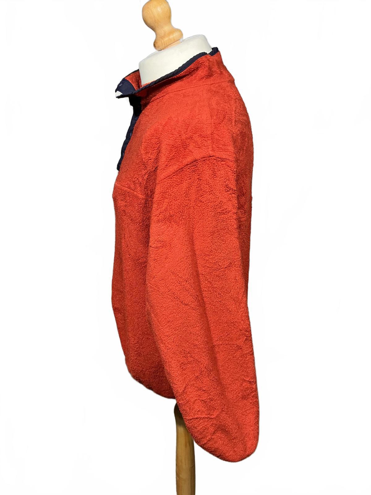 Men's Orange Fleece Jacket with Snap Button Placket