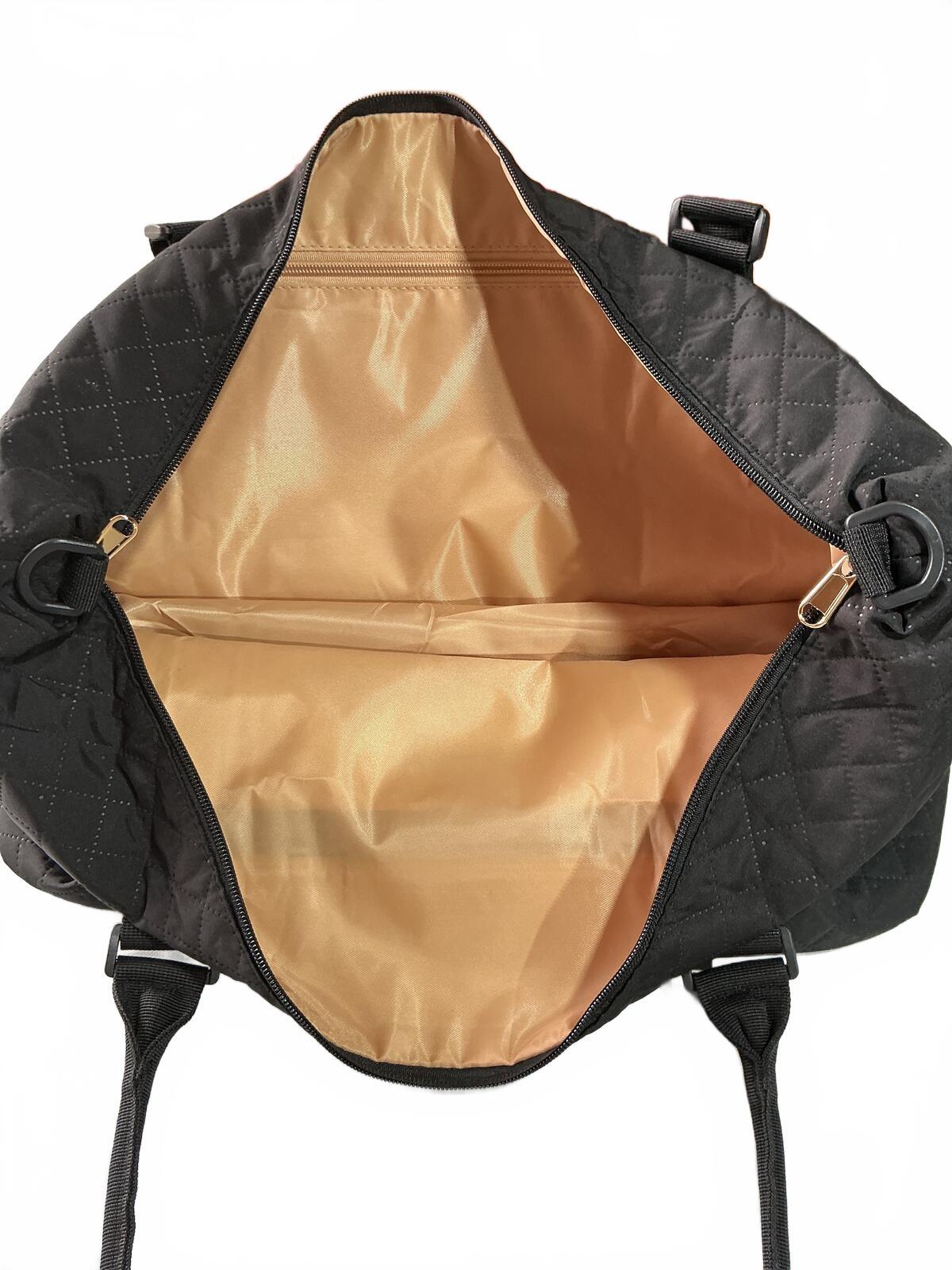 Hotor Large Black Quilted Travel Duffel Bag with Pouch