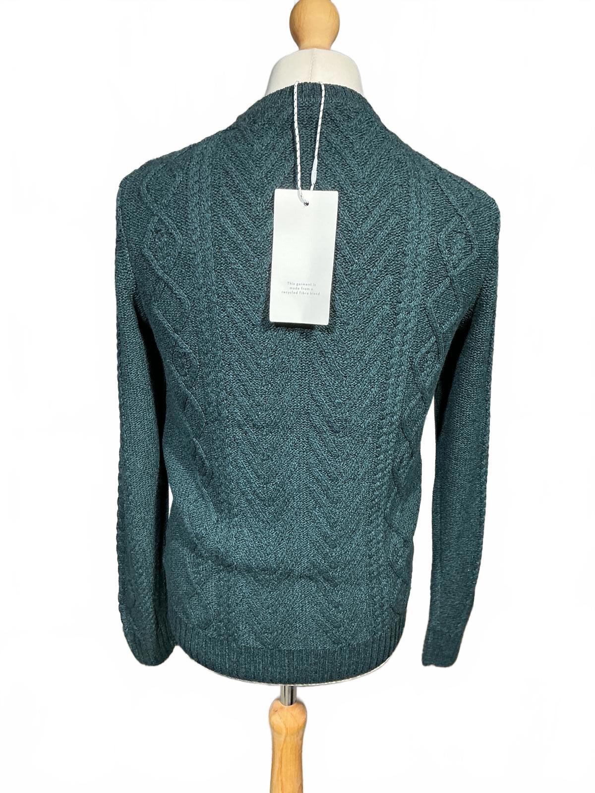 Men's Dark Green Cable Knit Crew Neck Sweater Crew Company