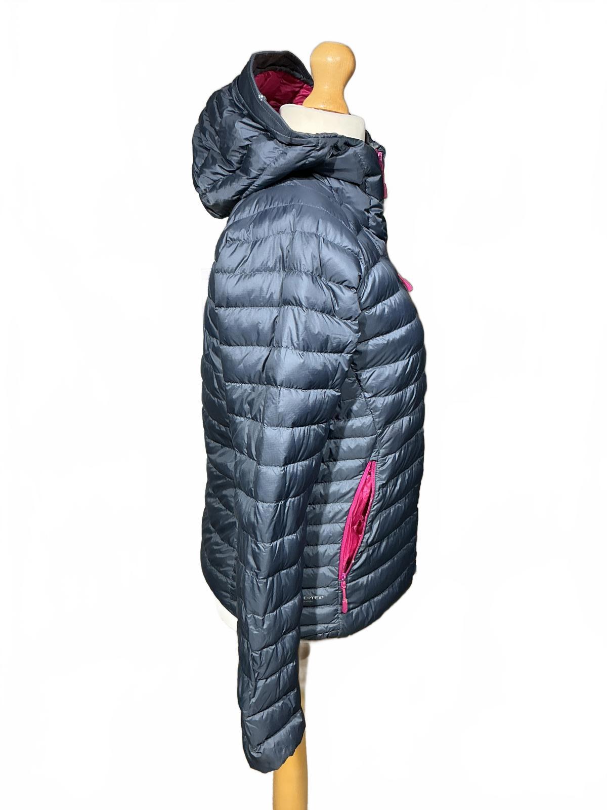 Rab Women's Puffer Grey and Pink Padded Hooded Jacket