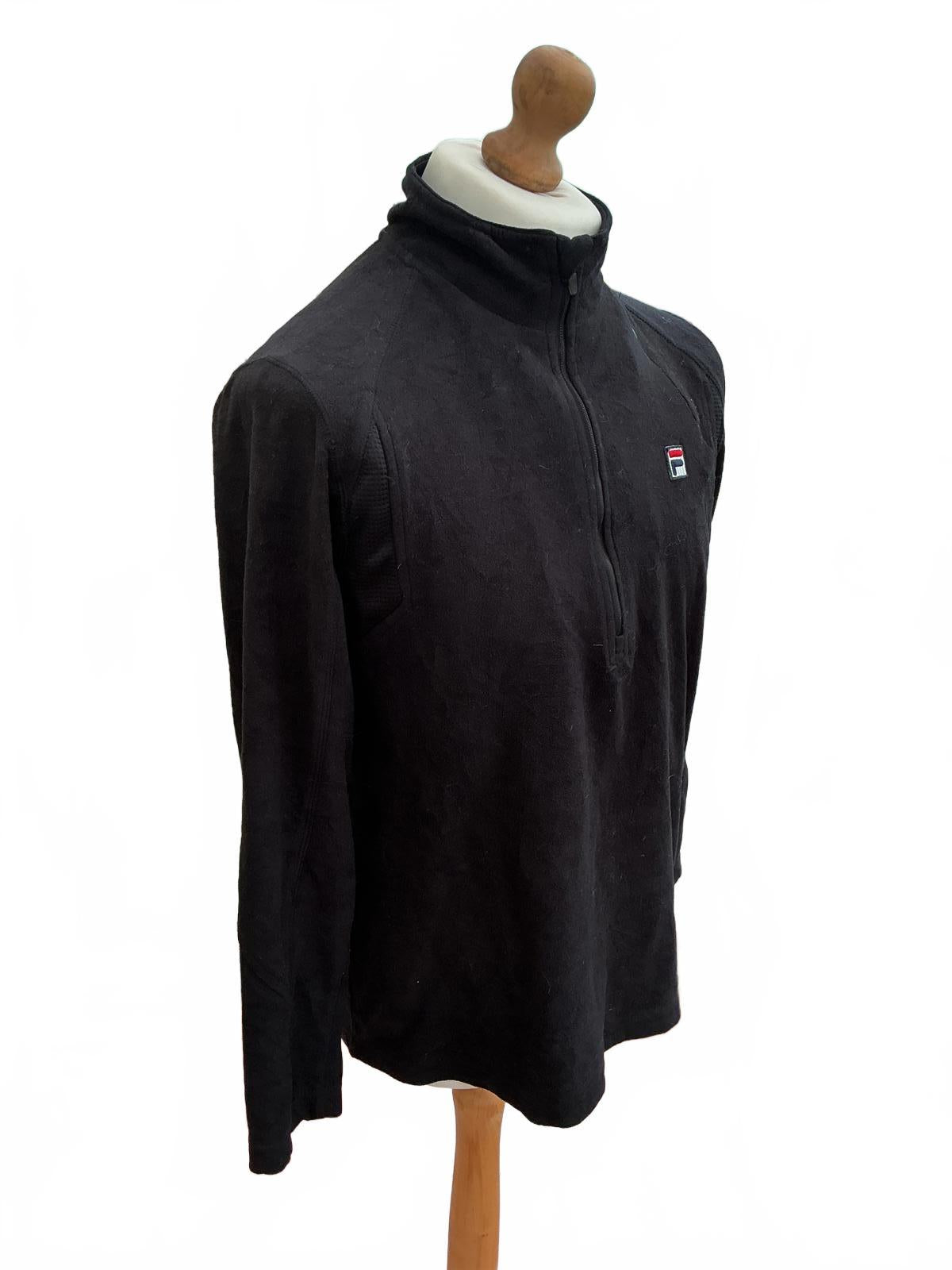 Fila Men's Black Quarter Zip Pullover Sweatshirt Size Regular L Comfortable