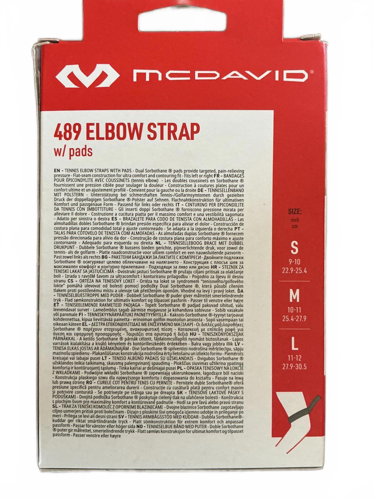 McDavid 489 Elbow Strap with Pads Medium Size Support Brace Black