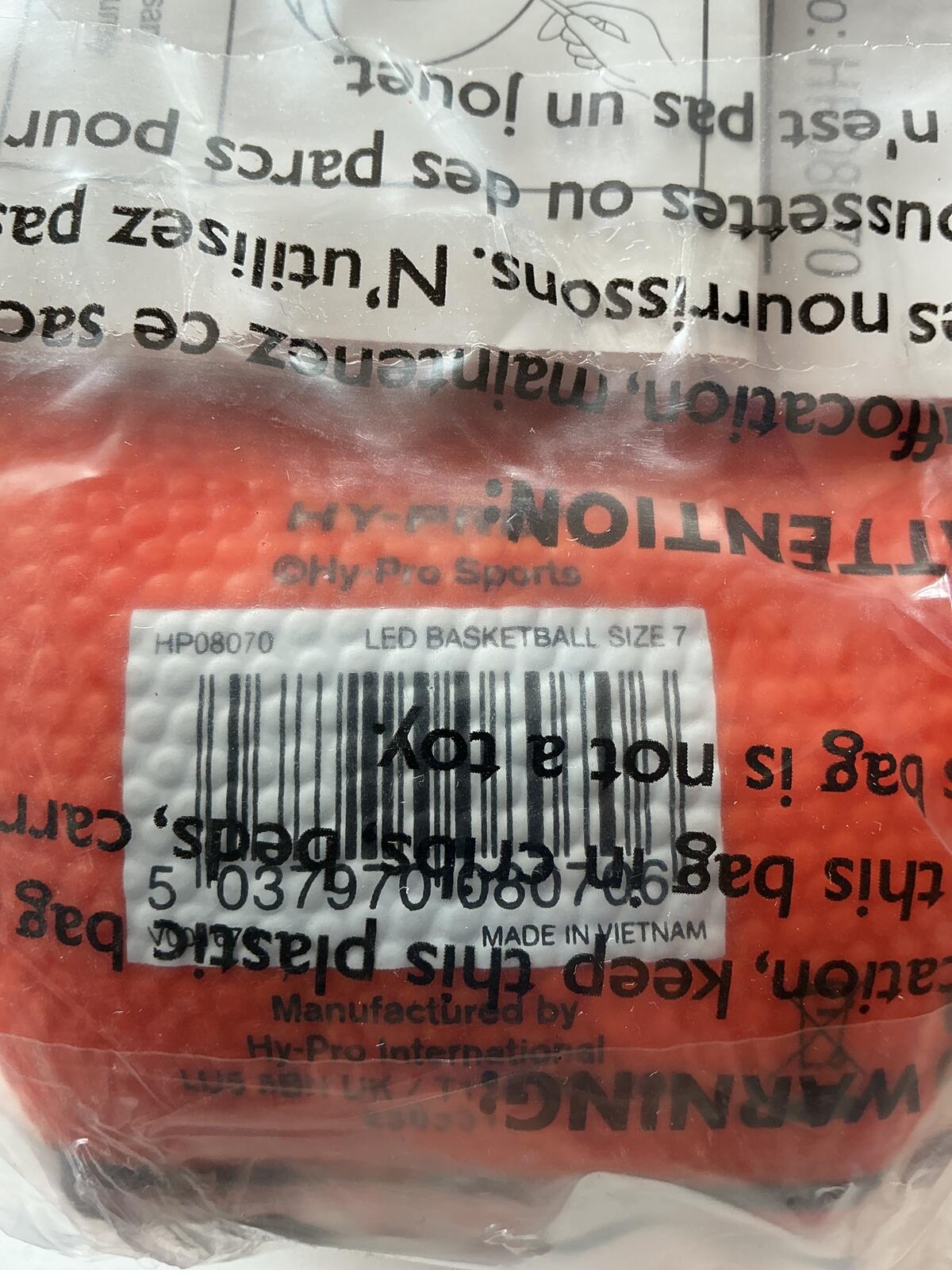 Hy-Pro LED Basketball Glow Ball Size 7 Orange Light Up Glow Sports Toy