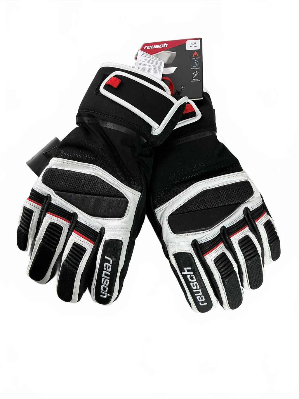 *NEW* Reusch Mastery Ski Gloves Black White Red 10.5 XL/XXL