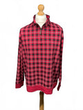 Men's Red and Black Checkered Quarter-Zip Pullover Sweatshirt