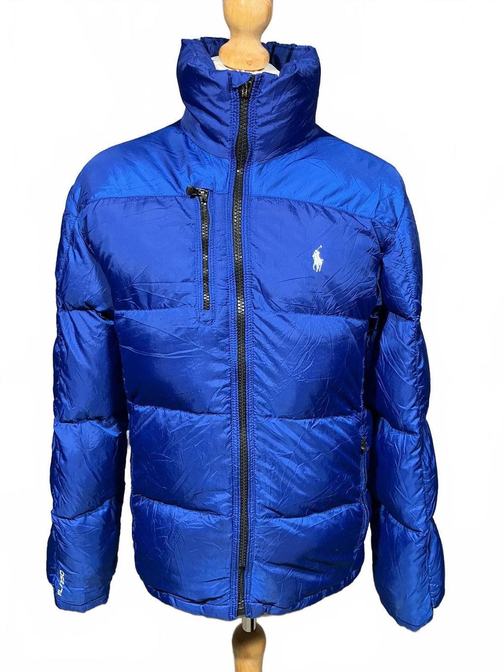 Polo Ralph Lauren Men's Puffer Jacket Full Zip High Collar Blue Good