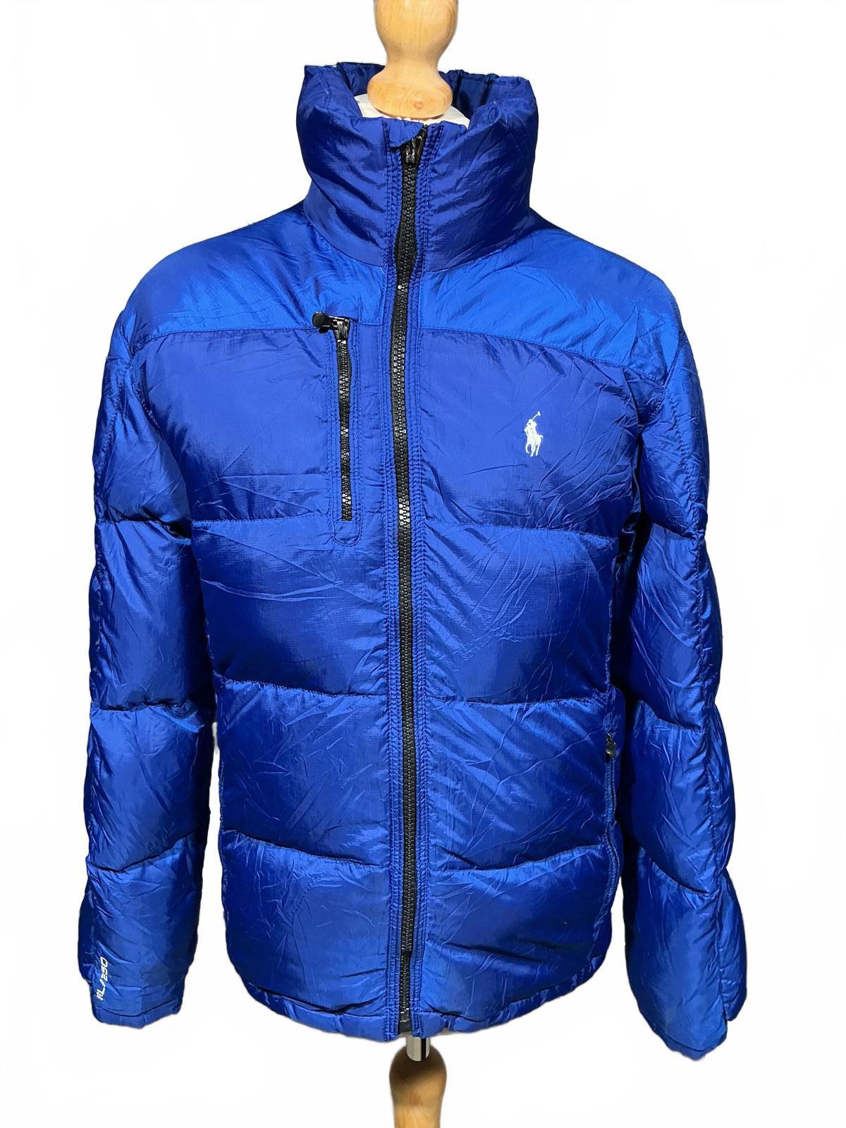 Polo Ralph Lauren Men's Puffer Jacket Full Zip High Collar Blue Good