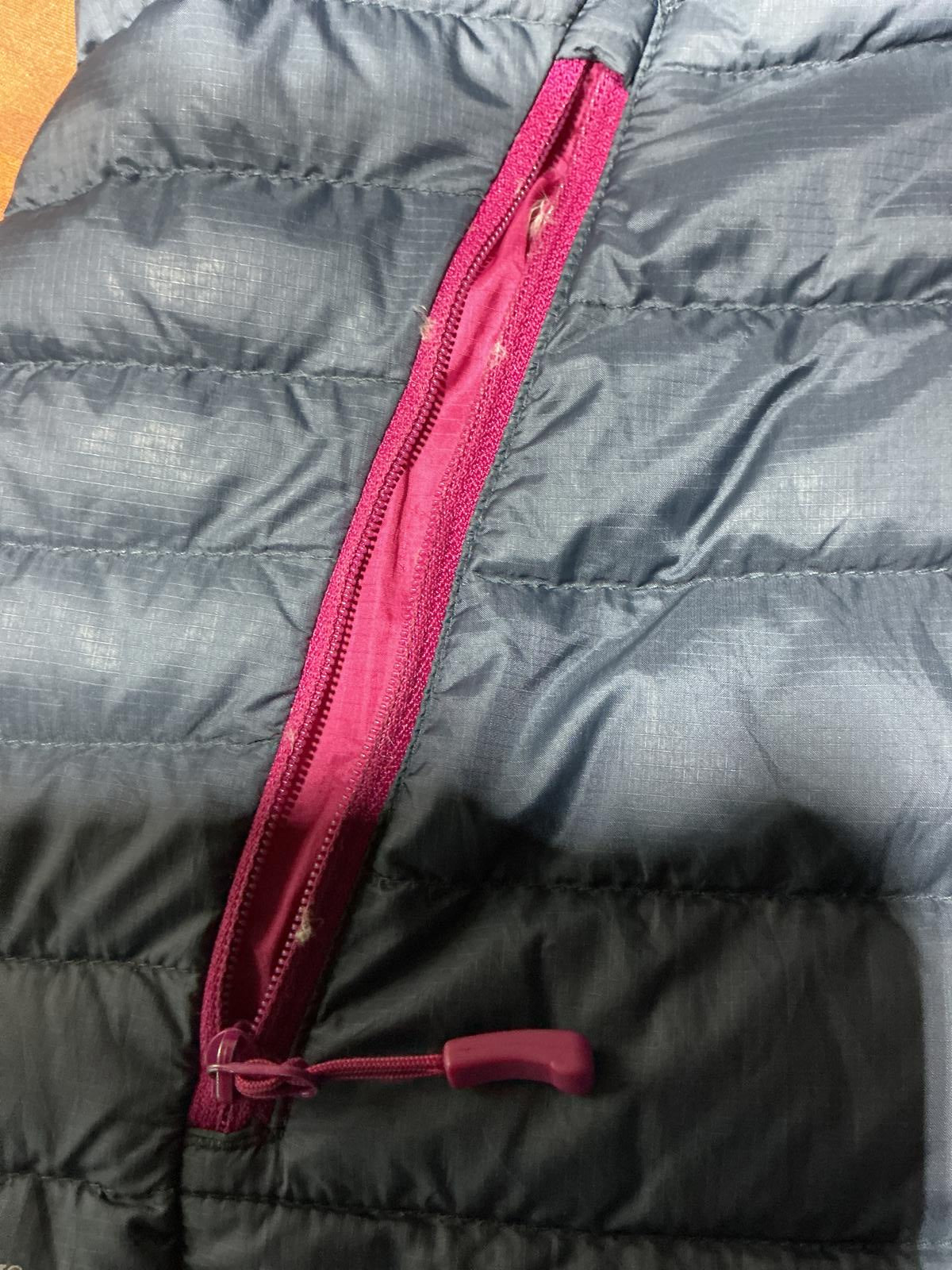 Rab Women's Puffer Grey and Pink Padded Hooded Jacket