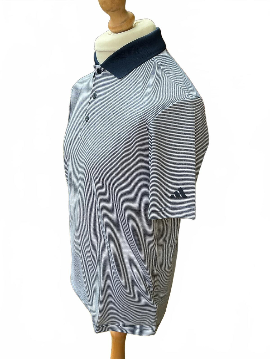 Adidas Men's Polo Shirt Small Light Blue with Navy Collar Golfwear Activewear