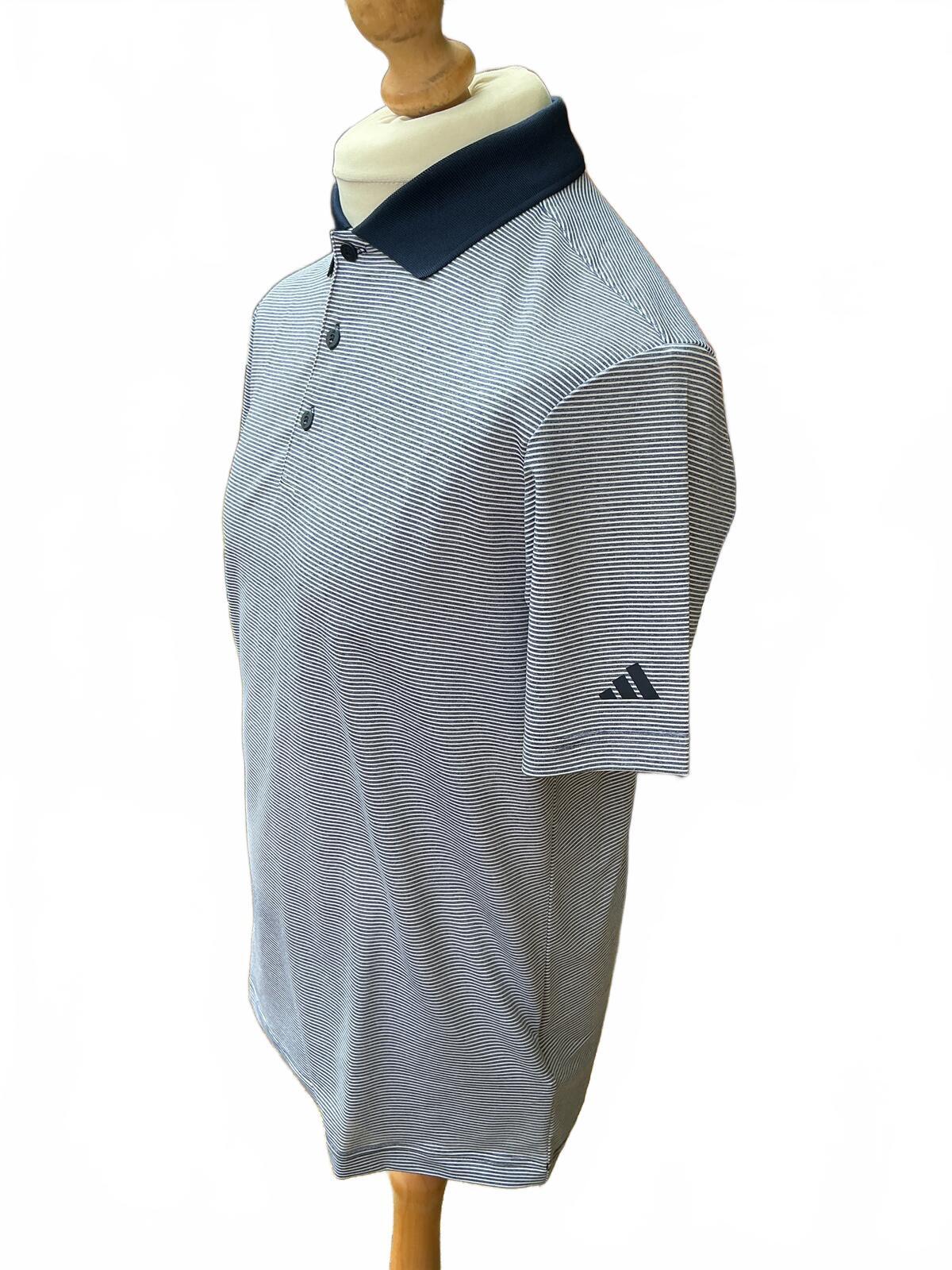 Adidas Men's Polo Shirt Small Light Blue with Navy Collar Golfwear Activewear
