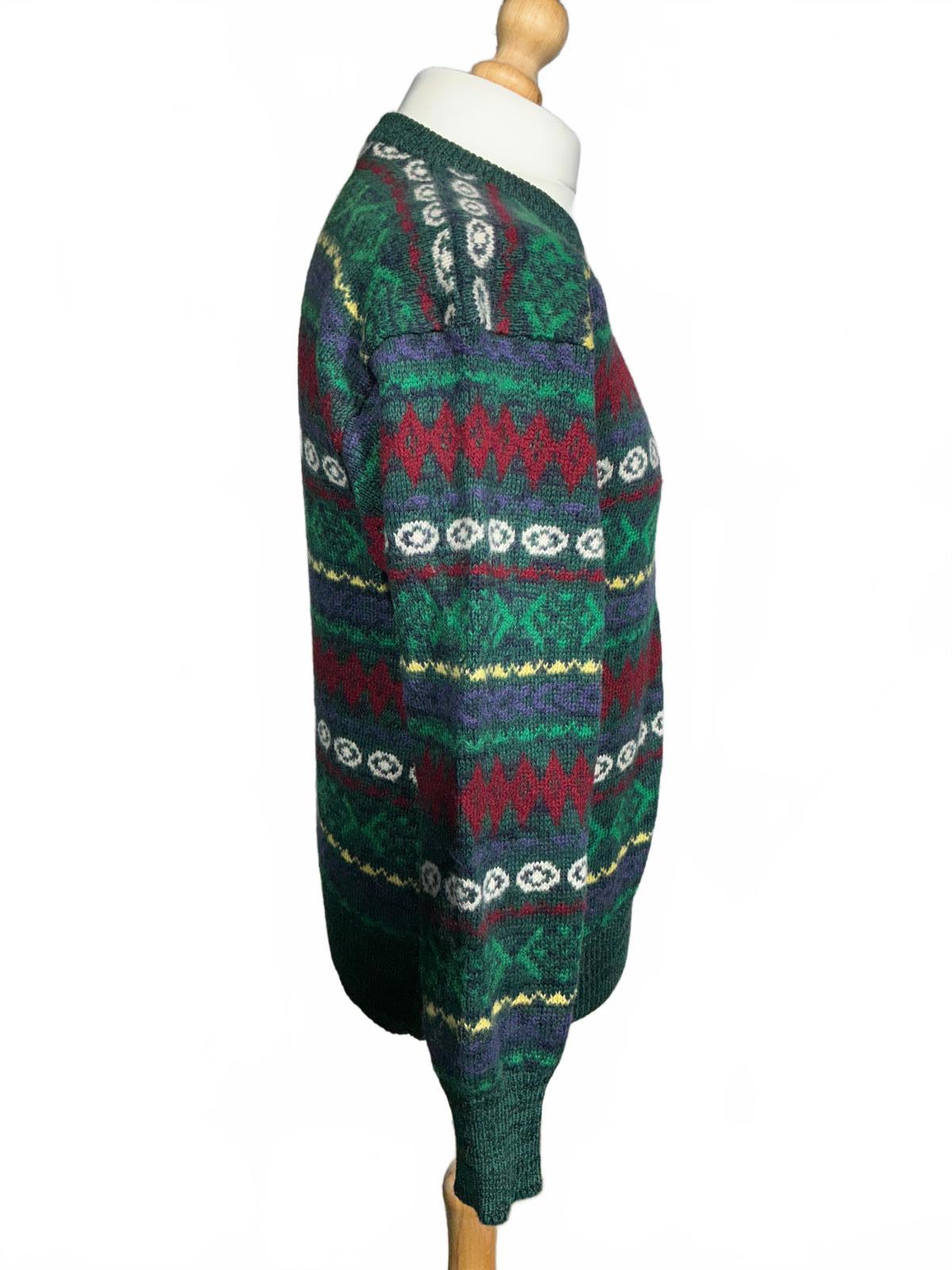 Mens Patterned 100% Lambswool Sweater medium