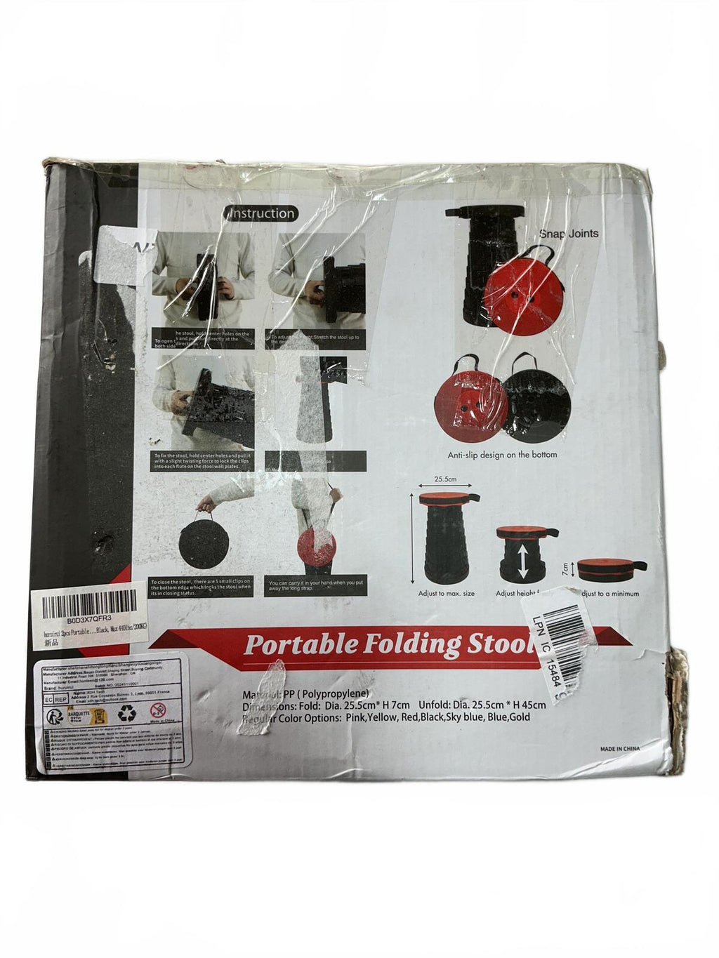 Portable Folding Stool Outdoor Compact Collapsible Chair Red Black