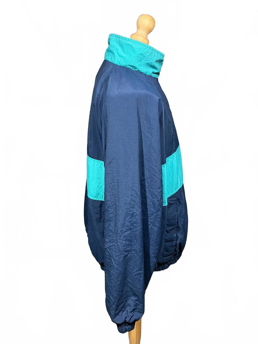 Men's Lands End Vintage Blue and Turquoise Windbreaker Jacket