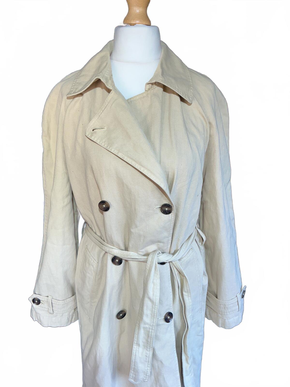 Barbour Linen Beige Trench Coat Size Regular 16 Classic Style Lightweight