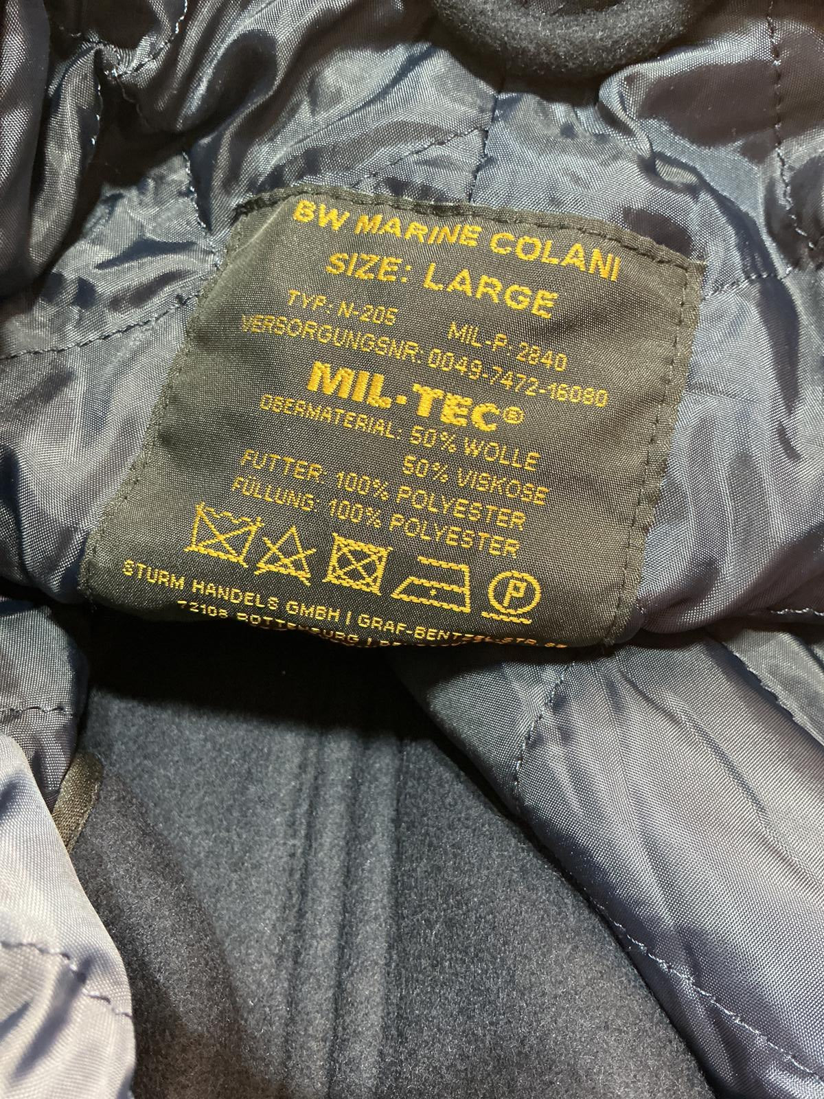 Miltec Marine Colani Men's Navy Blue Double Breasted Peacoat Jacket Size Medium