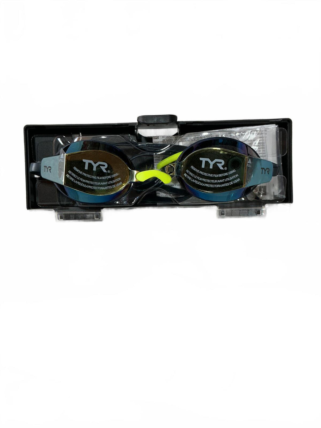 TYR BlackOps 140 EV Mirrored Swimming Goggles Gold/Navy Adult Fit