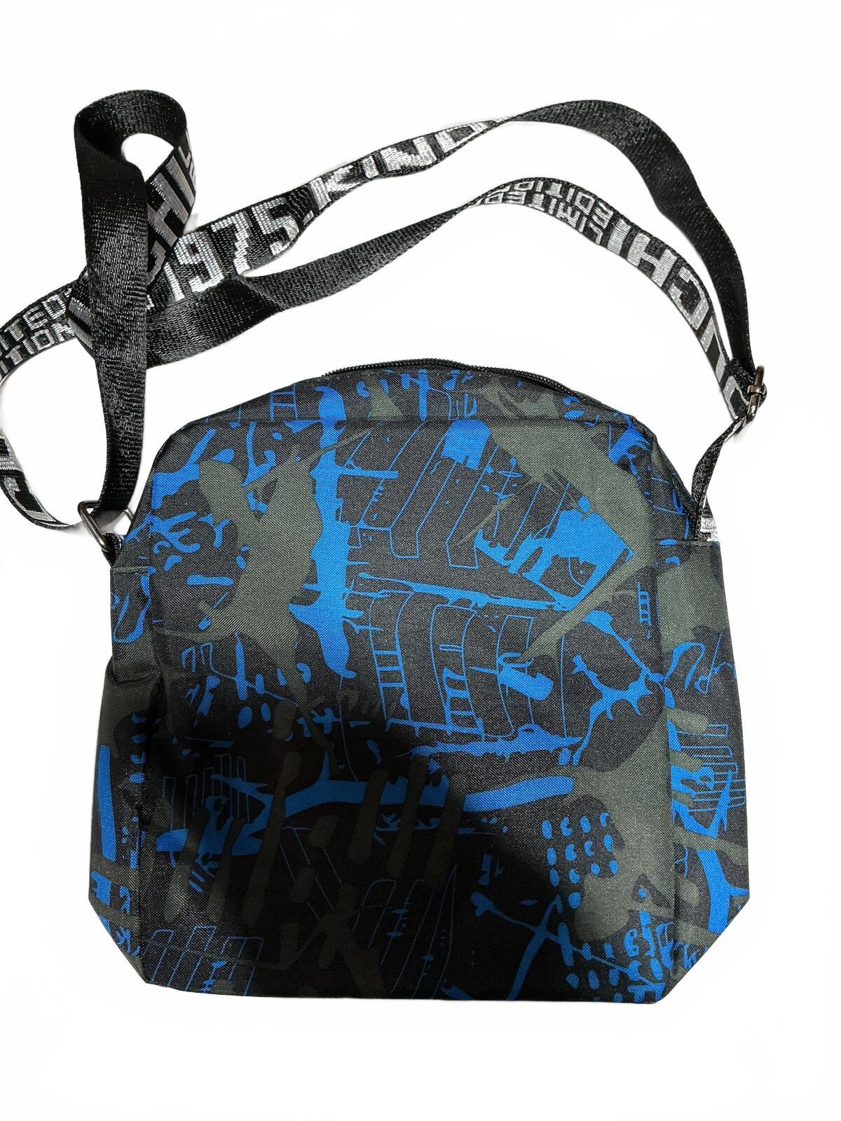 3 Piece Graphic Backpack Pencil Case and Crossbody Bag Set One Size Black Blue