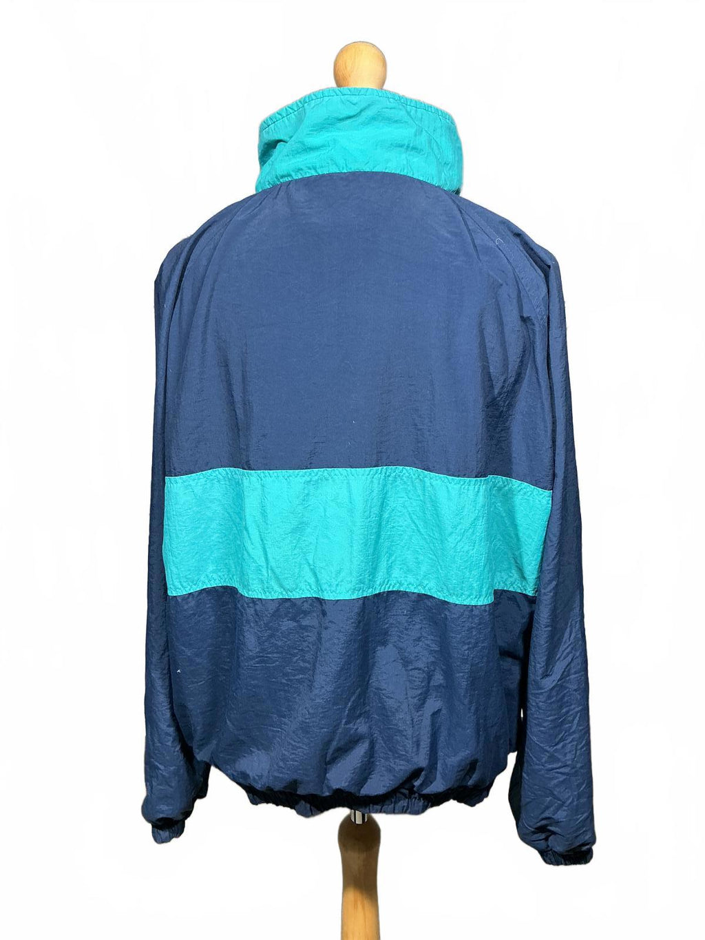 Men's Lands End Vintage Blue and Turquoise Windbreaker Jacket