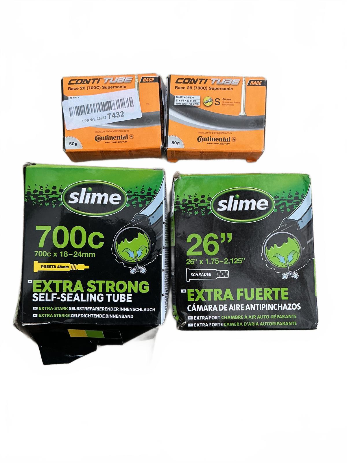 Continental ContiTube Race 28 (700C) Supersonic & Slime 26" Extra Strong Tubes