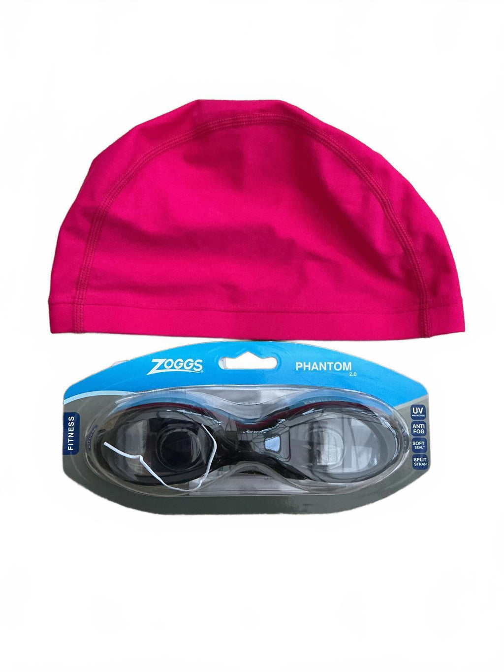 Zoggs Phantom Fitness Swimming Goggles with Pink Swim Cap Size 2.0