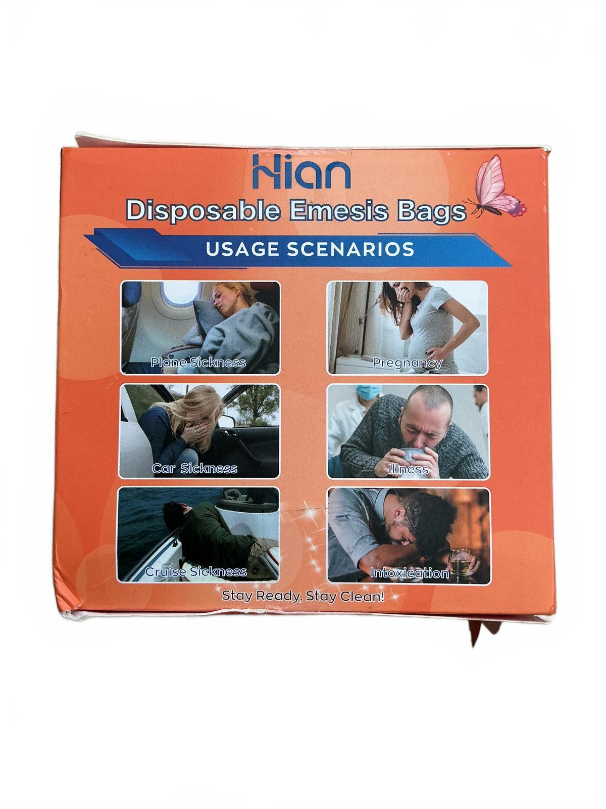 Hian Disposable Emesis Bags 27 Pack Travel Motion Sickness Aid