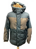The North Face Men's Puffer Jacket Hooded Insulated Size M Grey Brown Very Good