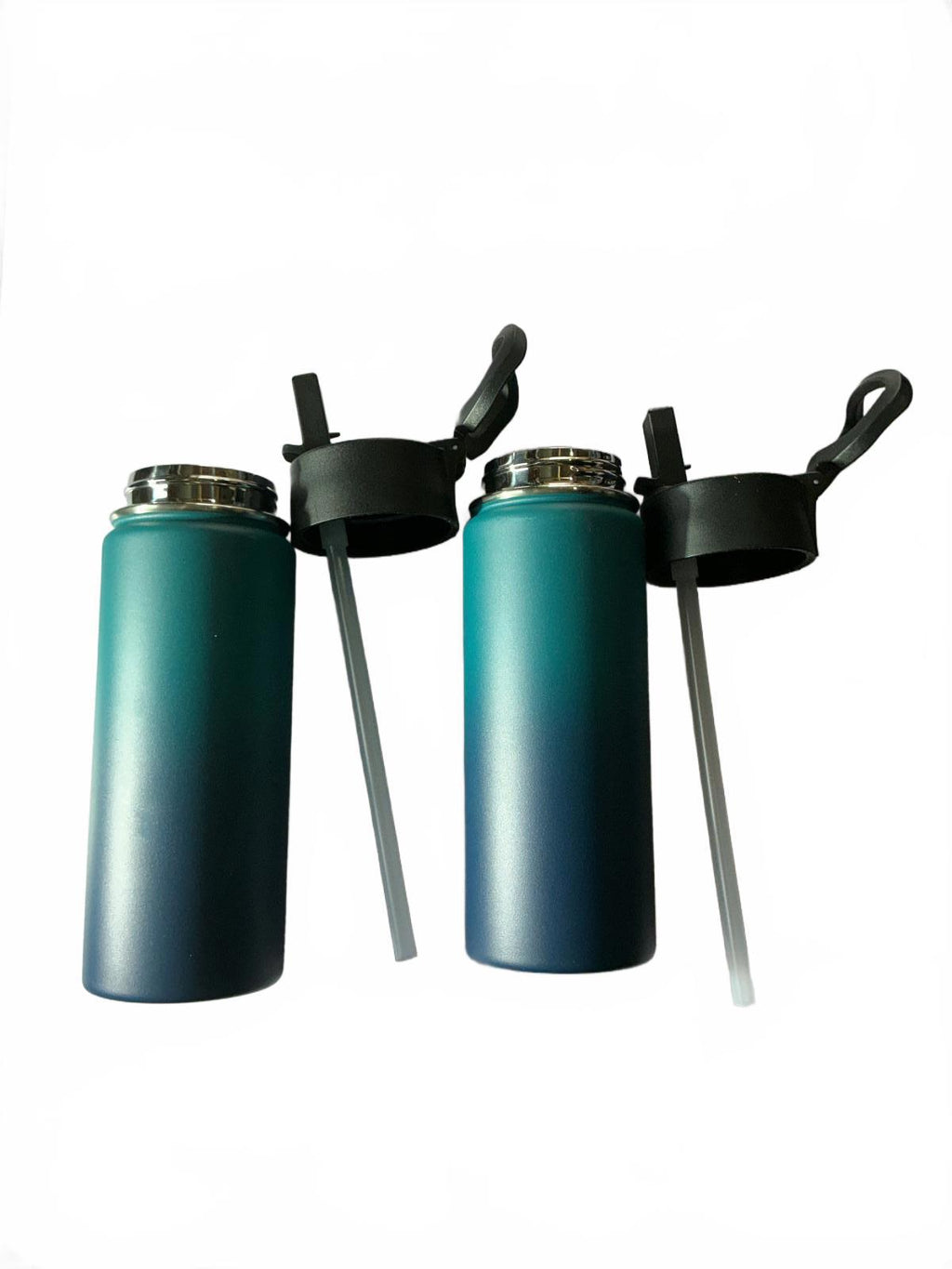Two Volhoply 540ml Gradient Blue Stainless Steel Water Bottle with Straw