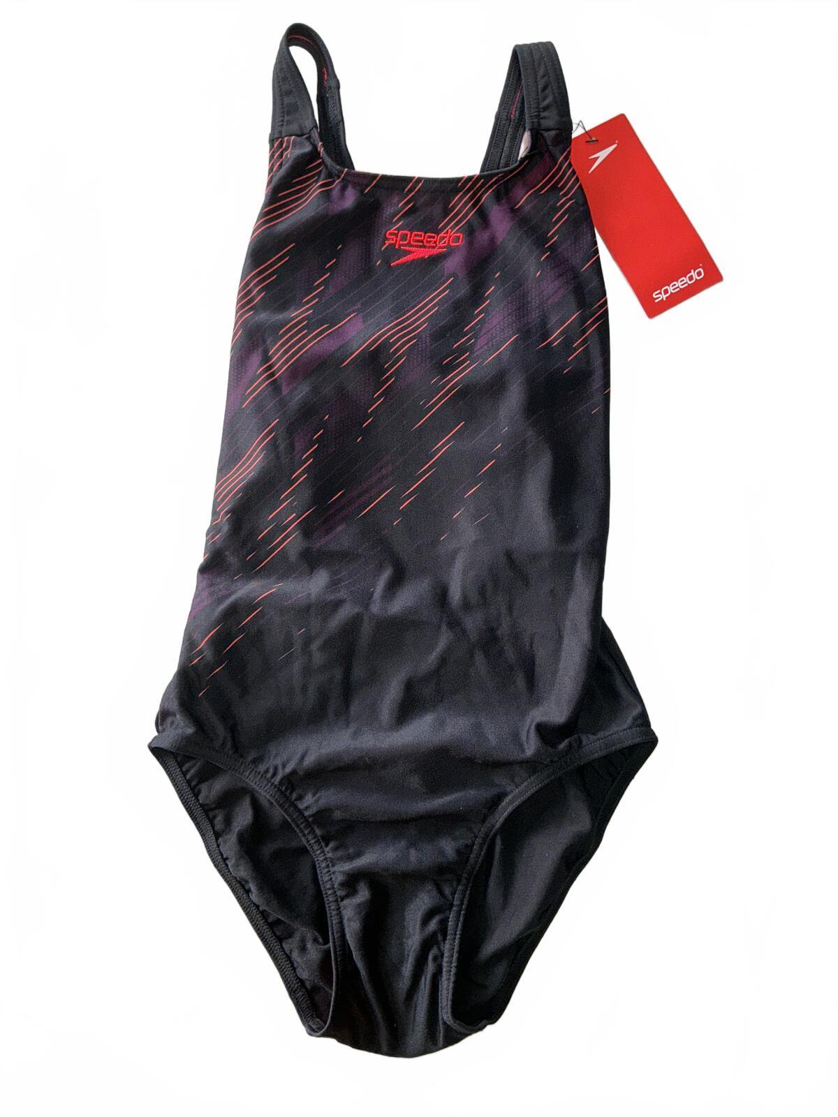 Speedo Endurance+ Black and Red One-Piece Swimsuit Size Regular 6