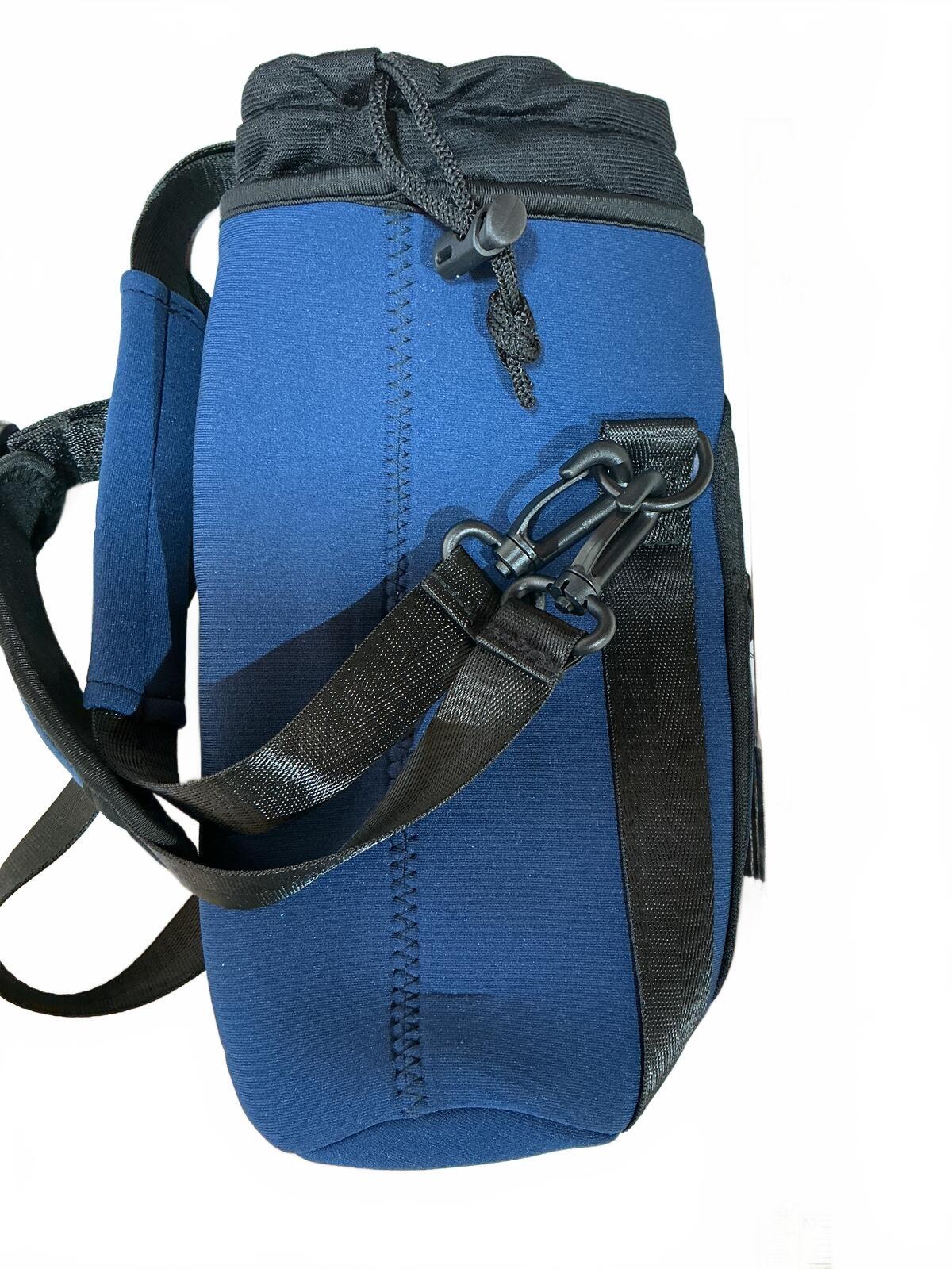 Colour Neoprene Blue Neoprene Crossbody Water Bottle Bag with Adjustable Strap