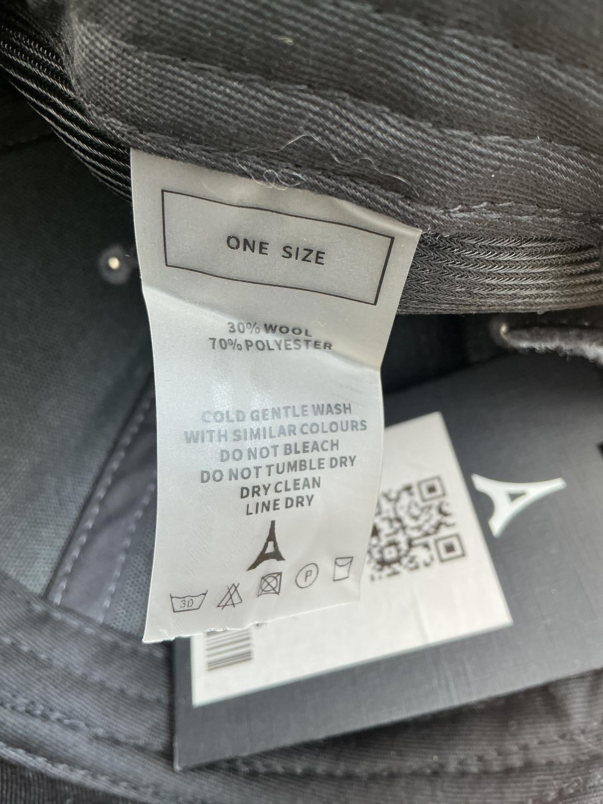 Maniere De Voir Grey Wool Blend Baseball Cap Adjustable Back Strap Hat