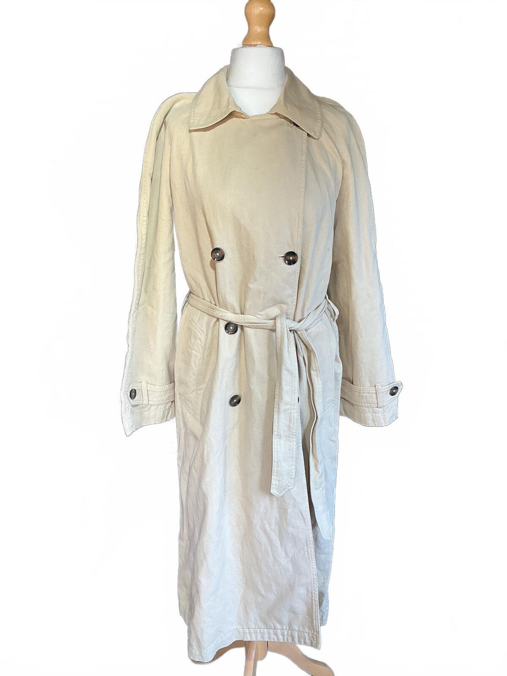 Barbour Linen Beige Trench Coat Size Regular 16 Classic Style Lightweight