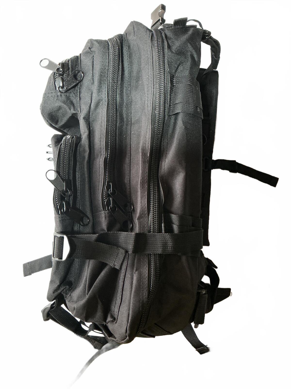 Black Tactical Backpack Military Style Durable Outdoor Bag